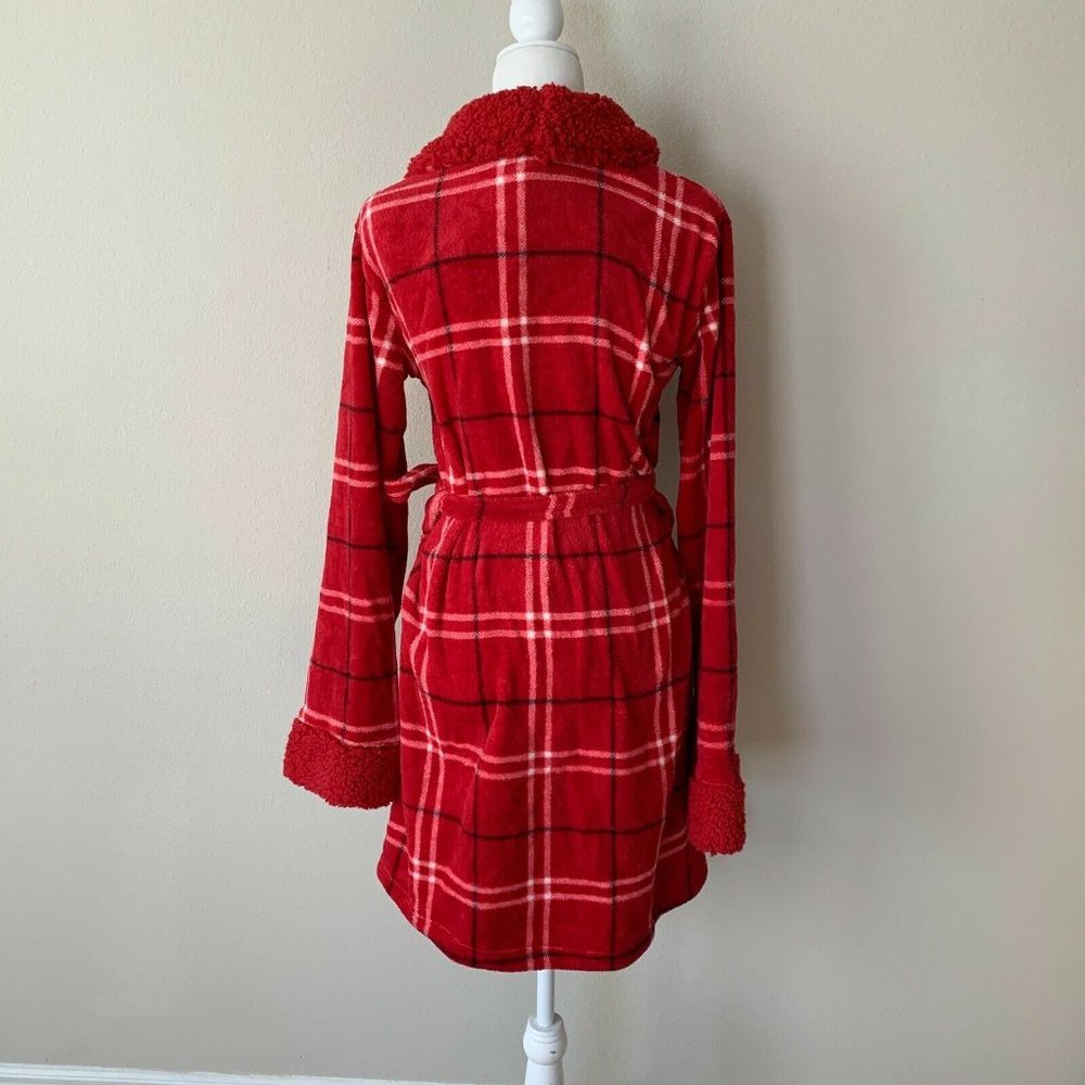 SOLD!NEW! Martha Stewart Plush Plaid Fleece Wrap Robe - Picture 5 of 5